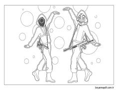 Kızıl Muhafız Üniforması ve Gizemli Karakter Boyama Sayfası