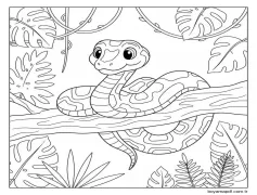 Kolay Yılan Boyama Sayfası