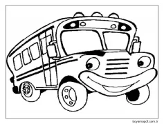 Komik Otobüs Boyama Sayfası