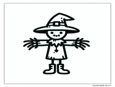 Korkuluk'u çok sevimli çiz Boyama Sayfası