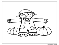 Korkuluk ve Balkabakları Boyama Sayfası