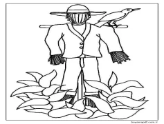 Korkuluk ve Karga Boyama Sayfası