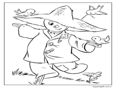 Korkuluk ve Küçük Kuşlar Boyama Sayfası