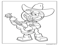 Kovboy Sandy Cheeks Gitar Çalıyor Boyama Sayfası
