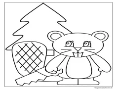 Kunduz ve Ağaç Boyama Sayfası