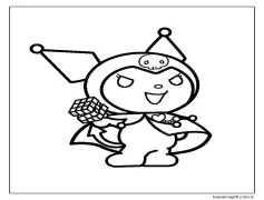 Kuromi ve Rubik Küpü Boyama Sayfası