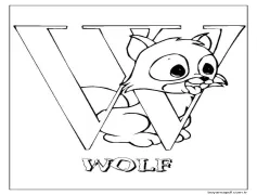 Kurt Için W Harfi Boyama Sayfası