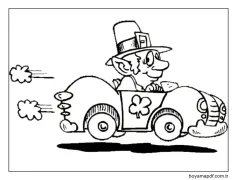 Leprikon Araba Sürüyor'u çiz Boyama Sayfası