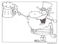 Leprikon'un Bir Bira Kupası Tuttuğunu Çiz Boyama Sayfası