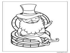 Leprikon ve Altın Paraları Çiz Boyama Sayfası