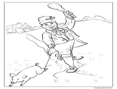 Leprikon ve Bir Domuz çiz Boyama Sayfası