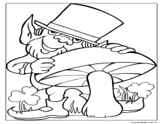 Leprikon ve Bir Mantar çiz Boyama Sayfası