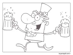 Leprikon ve Bira Kupaları çizin Boyama Sayfası