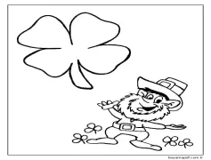 Leprikon ve Dört yapraklı yonca çizin Boyama Sayfası