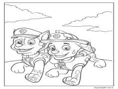 Marshall ve Chase Paw Patrol Boyama Sayfası