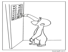 Meraklı George Asansöre Bindi Boyama Sayfası