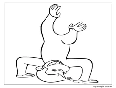 Meraklı George Baş Aşağı Duruyor Boyama Sayfası