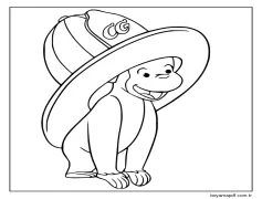 Meraklı George Büyük Bir Şapka Takıyor Boyama Sayfası