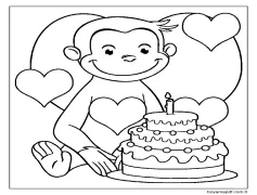 Meraklı George Doğum Günü Boyama Sayfası