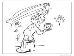 Meraklı George Duvarları Boyuyor Boyama Sayfası