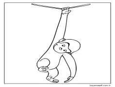 Meraklı George İpte Asılı Boyama Sayfası