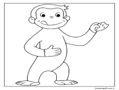 Meraklı George Kurabiye Yiyor Boyama Sayfası