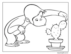 Meraklı George ve Kaktüs Boyama Sayfası