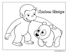 Meraklı George ve Panda Boyama Sayfası