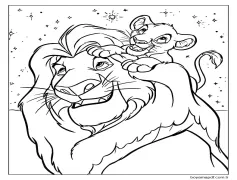 Mufasa ve Simba birlikte oynamak Boyama Sayfası