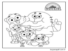 Mutlu Gumball Boyama Sayfası