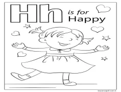 Mutlu Harf H Boyama Sayfası