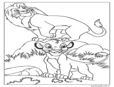 Mutlu Mufasa ve Simba Boyama Sayfası