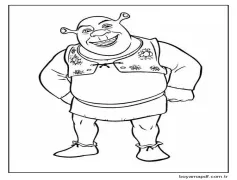 Mutlu Şrek Boyama Sayfası