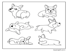 Neşeli, Oyuncu ve Neşeli Yavru Köpek Boyama Sayfası