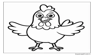 Neşeli Tavuk Boyama Sayfası