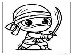 Ninja'yı basit çiz Boyama Sayfası