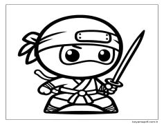 Ninja'yı çok sevimli çiz Boyama Sayfası