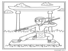 Ninja'yı kolay çiz Boyama Sayfası