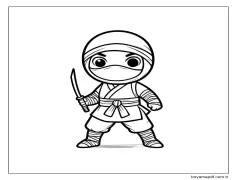Ninja'yı sevimli çiz Boyama Sayfası