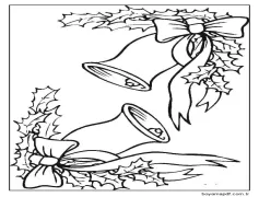 Noel için evi iki çan süslüyor. Boyama Sayfası