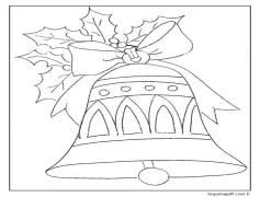 Noel'in başladığını haber veren büyük bir çan. Boyama Sayfası