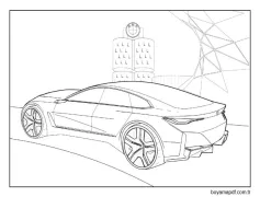 Ofisin arka planında havalı bir BMW 1 Boyama Sayfası