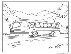 Okul Otobüs Ücretsiz Çizimi Boyama Sayfası
