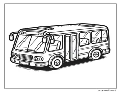 Otobüs basitçe çizin Boyama Sayfası