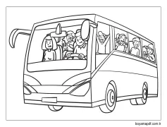 Otobüs çizimi Boyama Sayfası