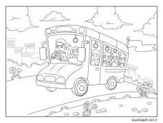 Otobüs çizimi temel Boyama Sayfası