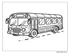 Otobüs resmi çiz Boyama Sayfası