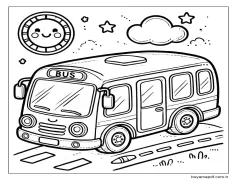 Otobüs ücretsiz çiz Boyama Sayfası