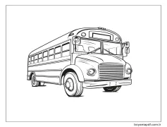 Otobüs Ücretsiz Çizimi Boyama Sayfası