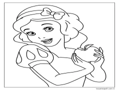 Pamuk Prenses ve Elma Boyama Sayfası